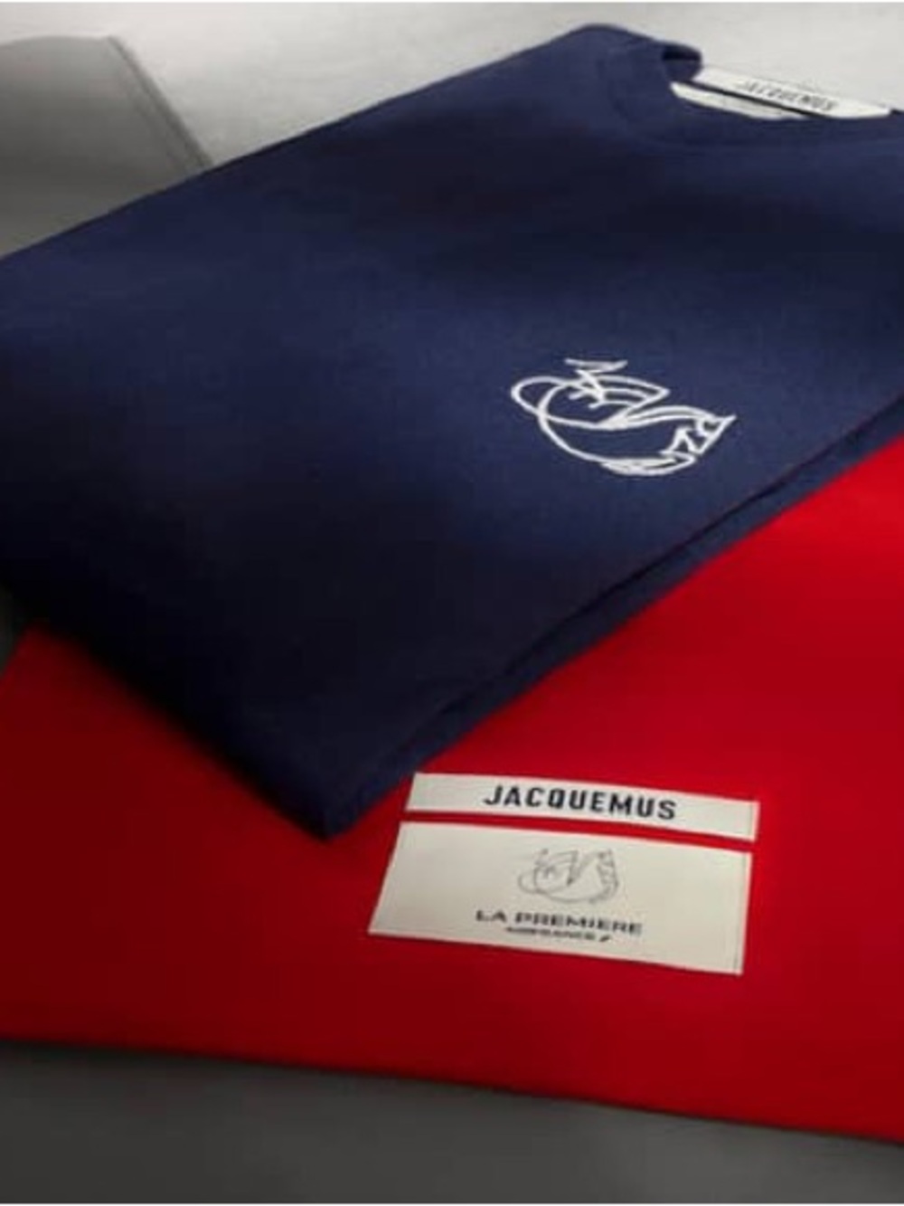 JACQUEMUS x Air France Long Sleeve V-Neck T-Shirt Navy Blue PYJAMA Size M